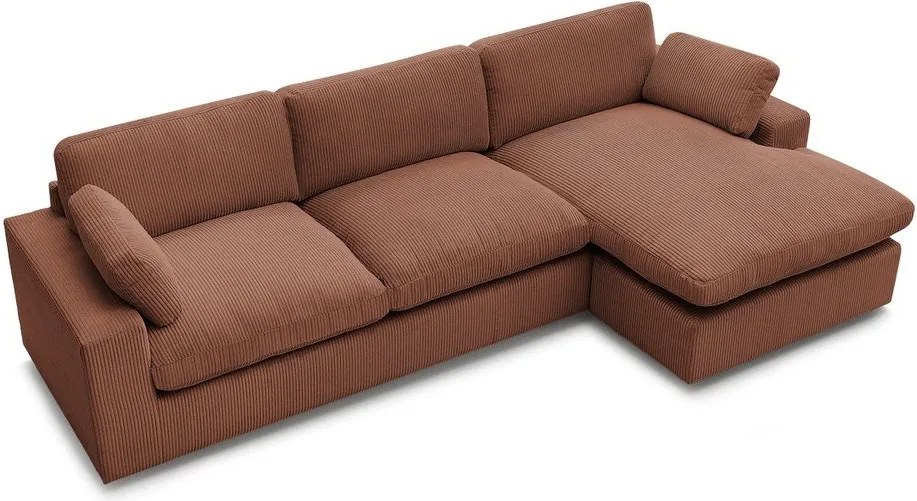 Colțar portocaliu cu tapițerie din catifea reiată Belair – Bobochic Paris