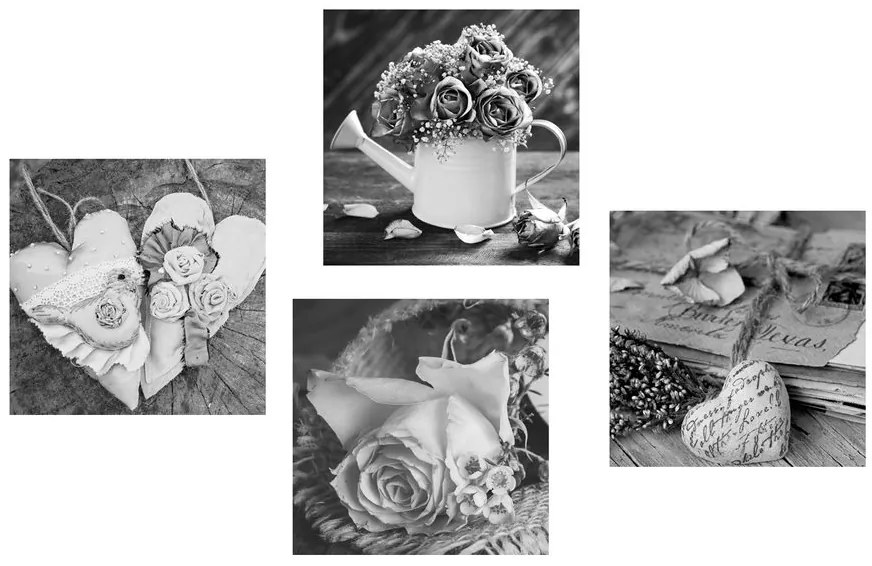 Set tablouri natura moartă vintage în alb-negru