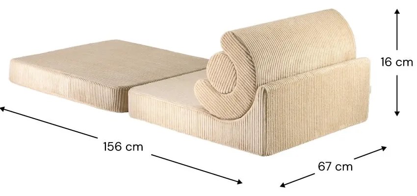 Fotoliu pentru copii maro deschis cu tapițerie din catifea reiată Flipster – Wigiwama