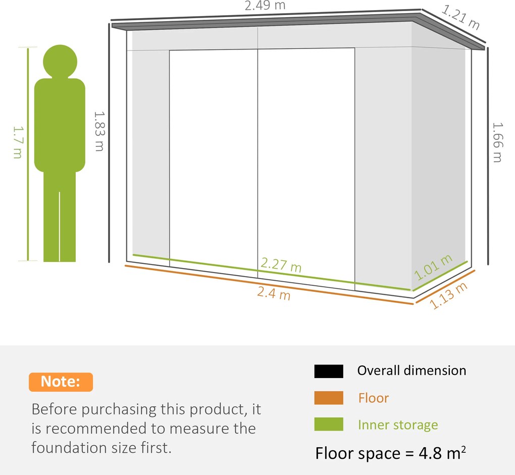 Outsunny Sopron Gradina 8×4 ft – Otel Galvanizat pentru Depozitare | Aosom Romania