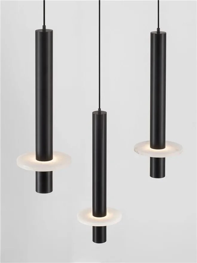 Lustra cu 7 Pendule tub subtire aluminiu negru si alabastru LED NOEMI