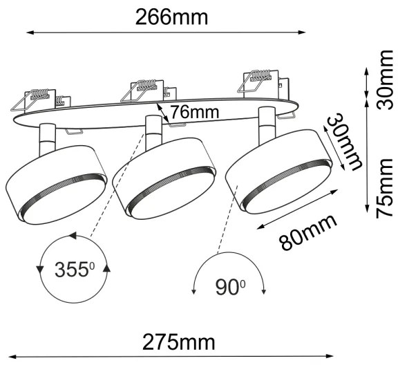 Brosline 3262 - Spot încastrat pentru tavan DROP 3xGX53/9W/230V, negru