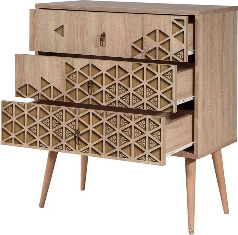 Comoda cu 3 sertare Trio 120, Vella, 80x40x90 cm, multicolor