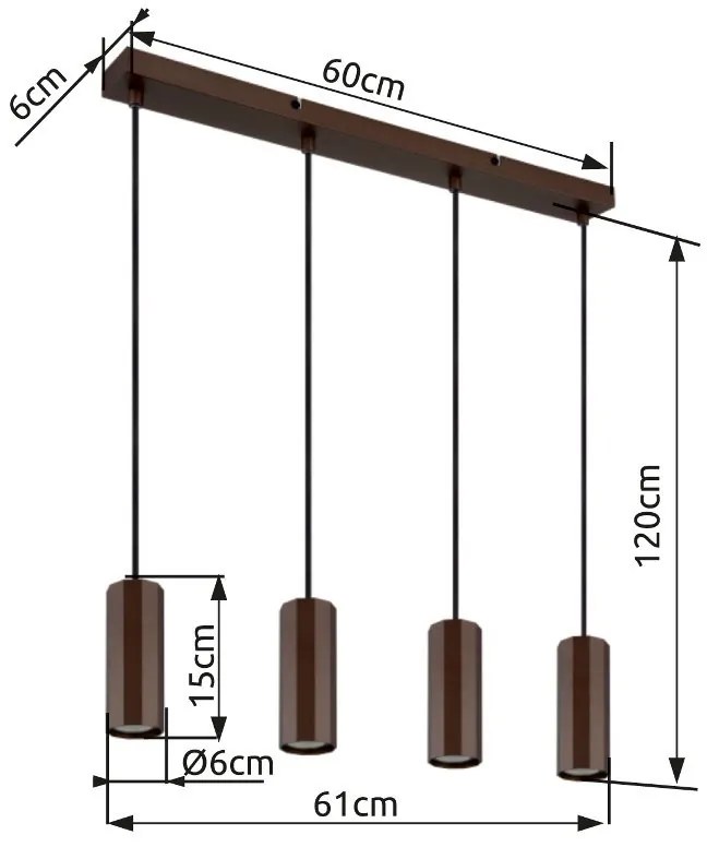 Lustra suspendata stil minimalist JAMES 4L bronz