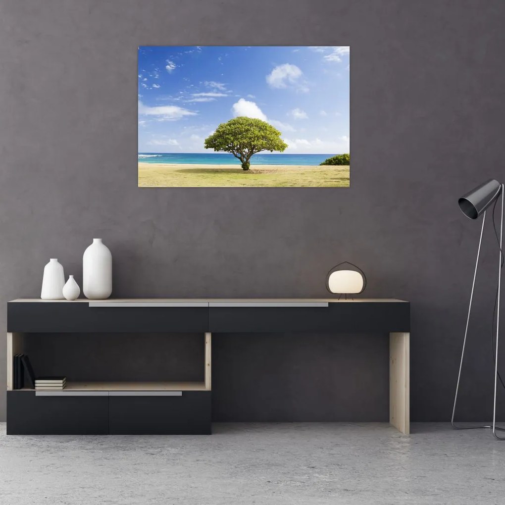 Tablou plaja cu copac (90x60 cm)