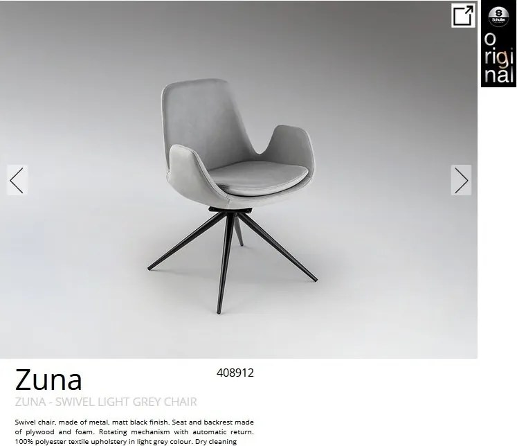 Scaun pivotant dining design elegant Zuna gri