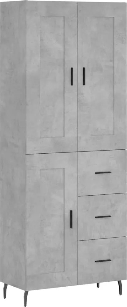 vidaXL Dulap înalt, gri beton, 69,5x34x180, lemn compozit