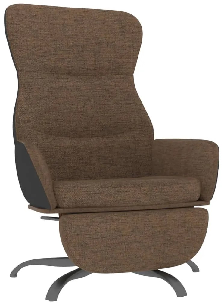 3097468 vidaXL Scaun de relaxare cu taburet, maro, material textil