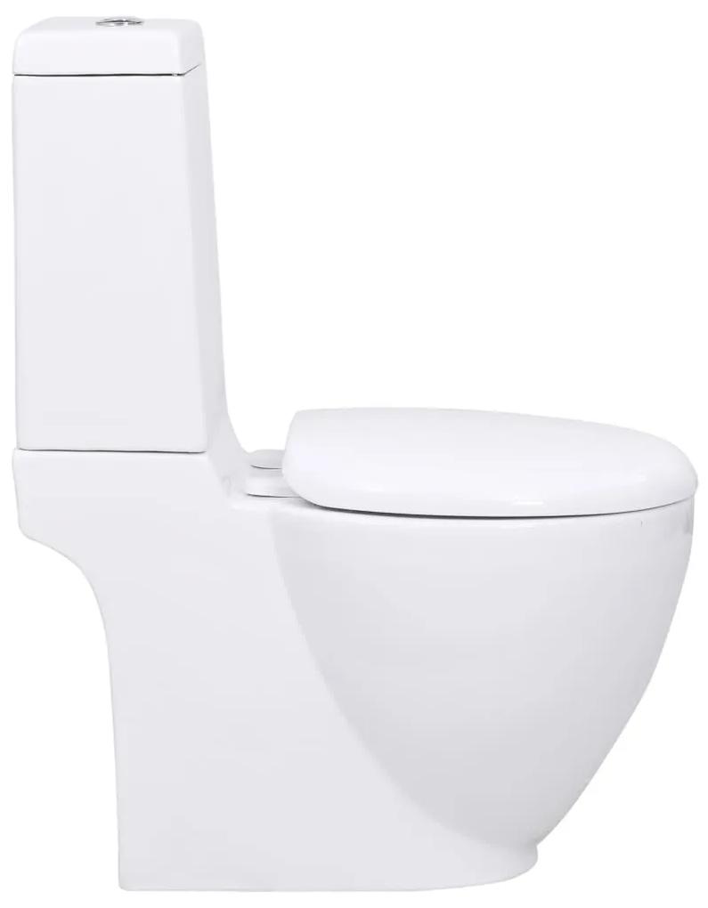 Vas WC toaleta de baie, alb, ceramica, rotund, flux inferior Alb