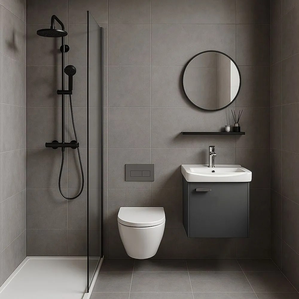 Set mobilier de baie cu lavoar Molly 40cm Grey