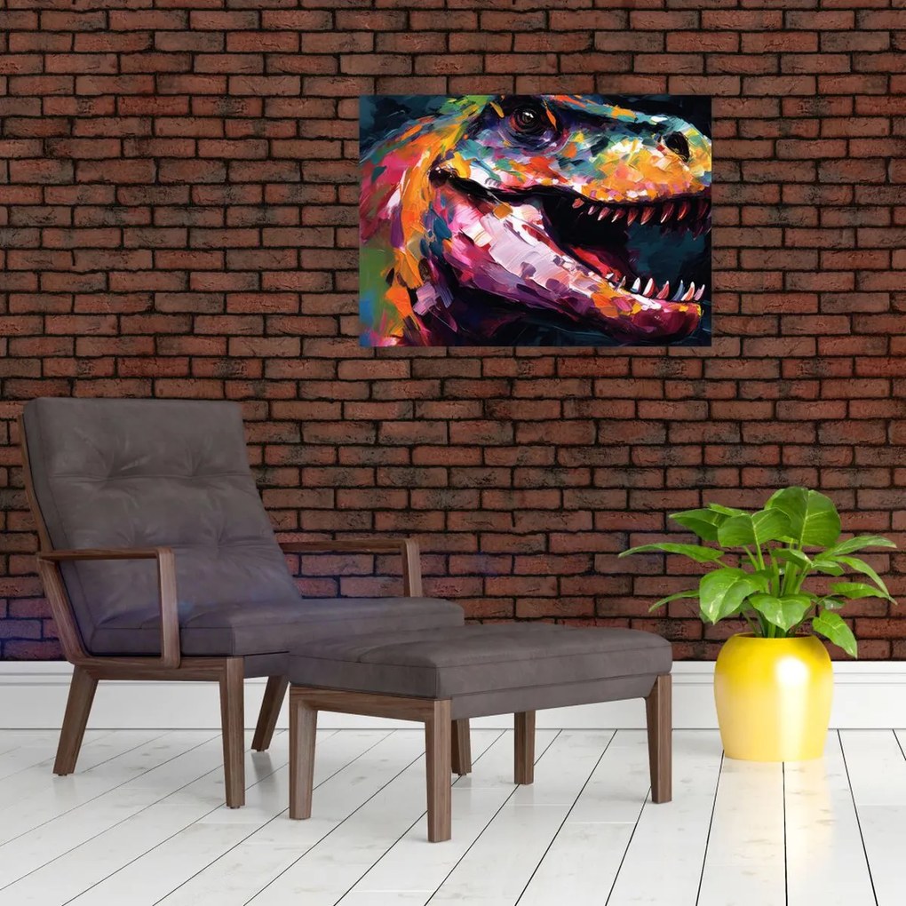 Tablou pe sticlă - Dinozaur, pictură (70x50 cm)