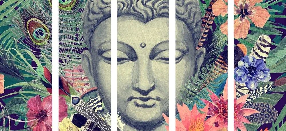 Tablou 5-piese Buddha pe fundalul exotic
