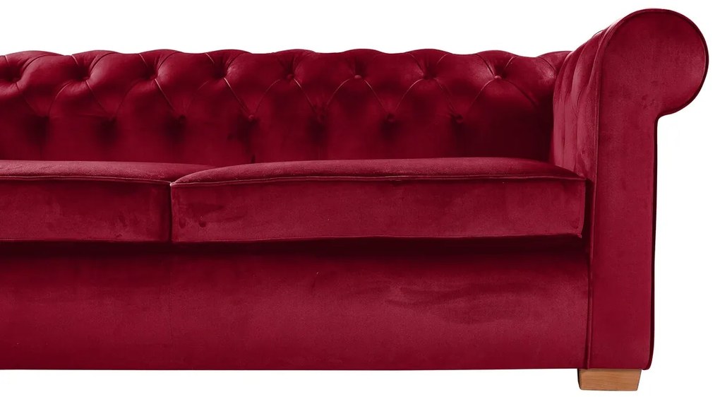Canapea extensibila Oxford Chesterfield, 88x216x75 cm, 3 locuri, Red