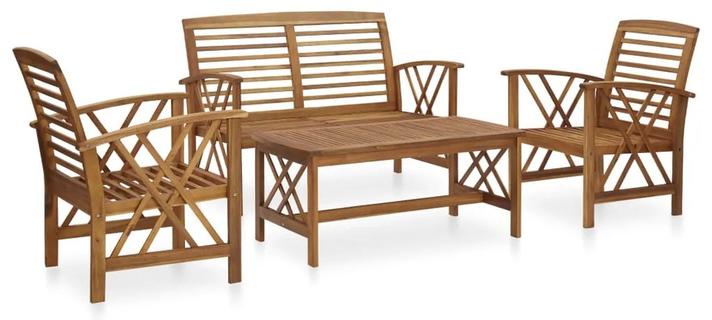 vidaXL Set mobilier de grădină, 4 piese, lemn masiv de acacia