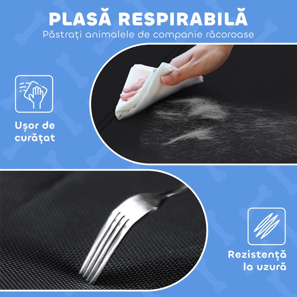 PawHut Pat Ridicat pentru Câini Mici și Medii, cu Suport Reglabil pentru Cap, Plasă Respirabilă pentru Exterior, 91x69x29 cm, Negru | Aosom Romania