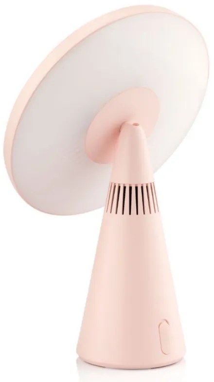 Smart Moon LED oglindă cosmetică iluminată, mărire 10x, lumină caldă / neutră / rece, luminozitate reglabilă, difuzor Bluetooth, roz