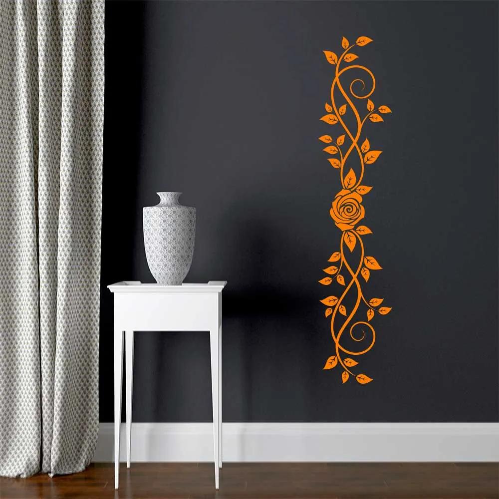 GLIX Floral decoration III. - autocolant de perete Portocaliu 80 x 17 cm
