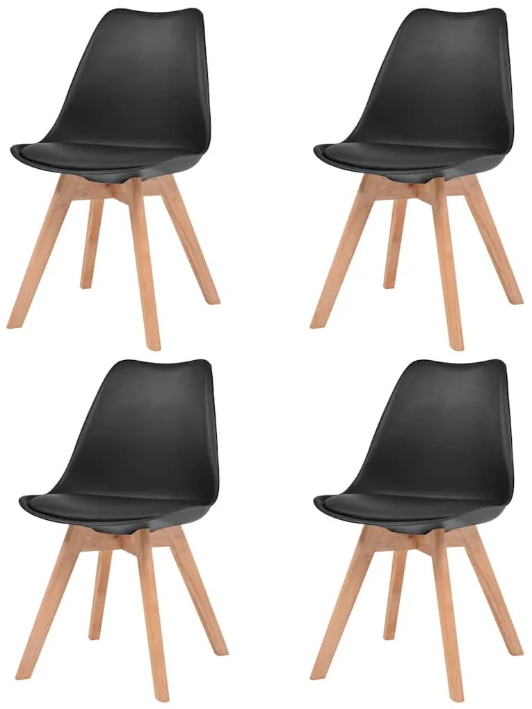 vidaXL Scaune de bucătărie, 4 buc., negru, plastic