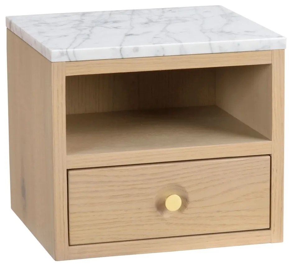 Noptieră natural cu blat cu aspect de marmură Whitmore – Rowico