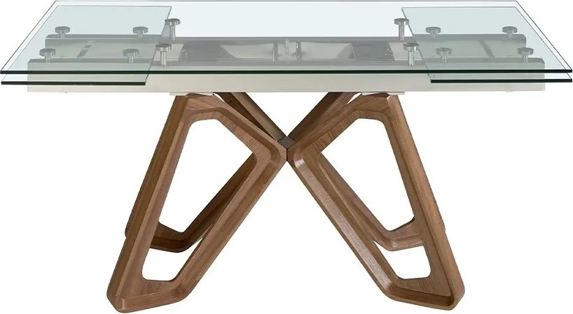 Masa extensibila deosebita design LUX Walnut-Glass 160-240x90cm