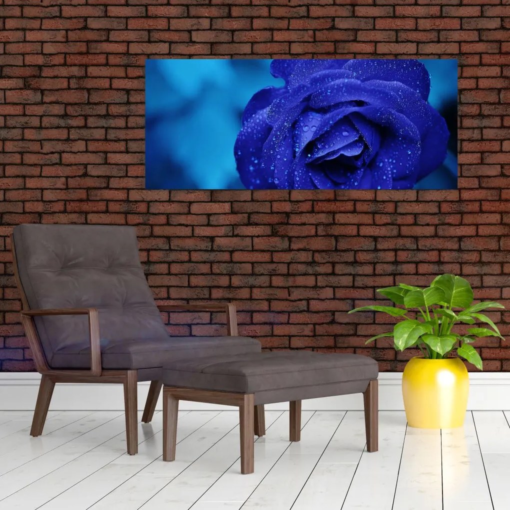 Tablou cu trandafir albastru (120x50 cm)