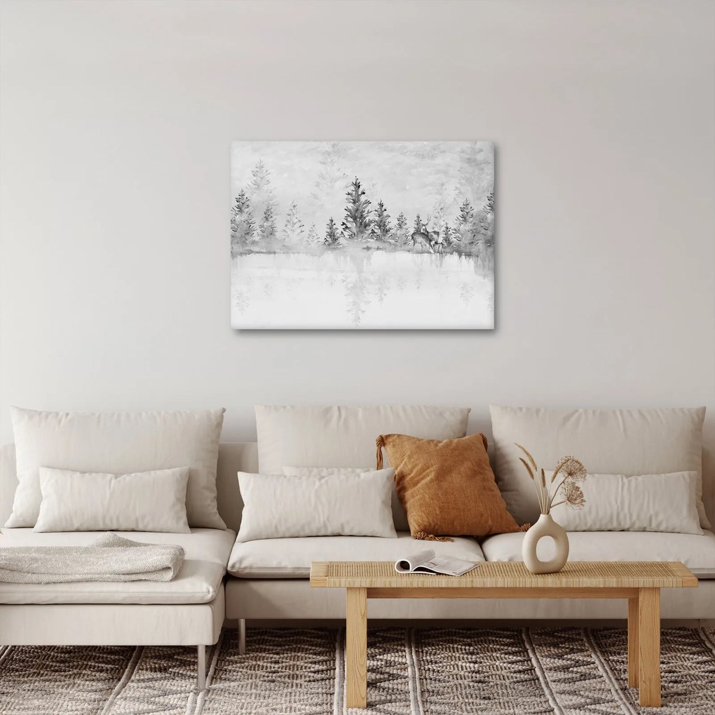 Tablou - Cerb lângă lac (70x50 cm)