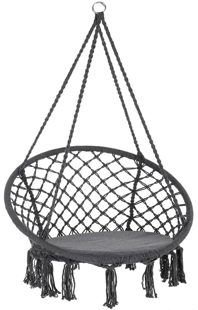 Jurhan Scaun suspendat BOHO cu perne, Ø61cm, antracit