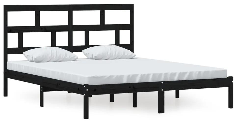 3101232 vidaXL Cadru de pat, negru, 160x200 cm, lemn masiv de pin
