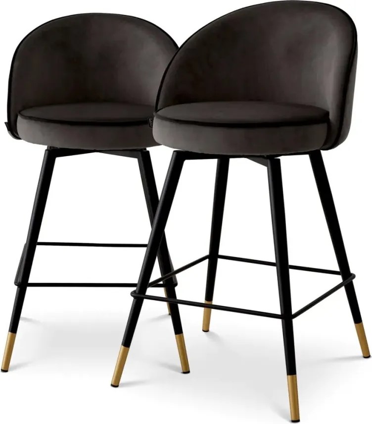 Set de 2 scaune de bar pivotante, design LUX, Counter Stool Cooper gri inchis