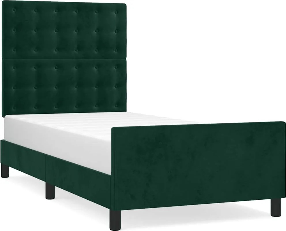 vidaXL Cadru de pat fără saltea, verde închis, 100x200 cm, catifea
