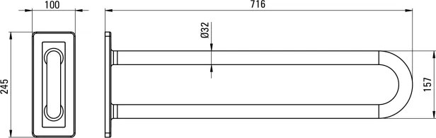 Lehnen Bară de susținere cu montare pe perete, fix - 70 cm NIL_042S