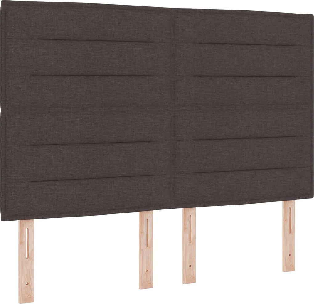 vidaXL Tăblie LED cu benzi LED Manual Maro închis 144 cm țesătură