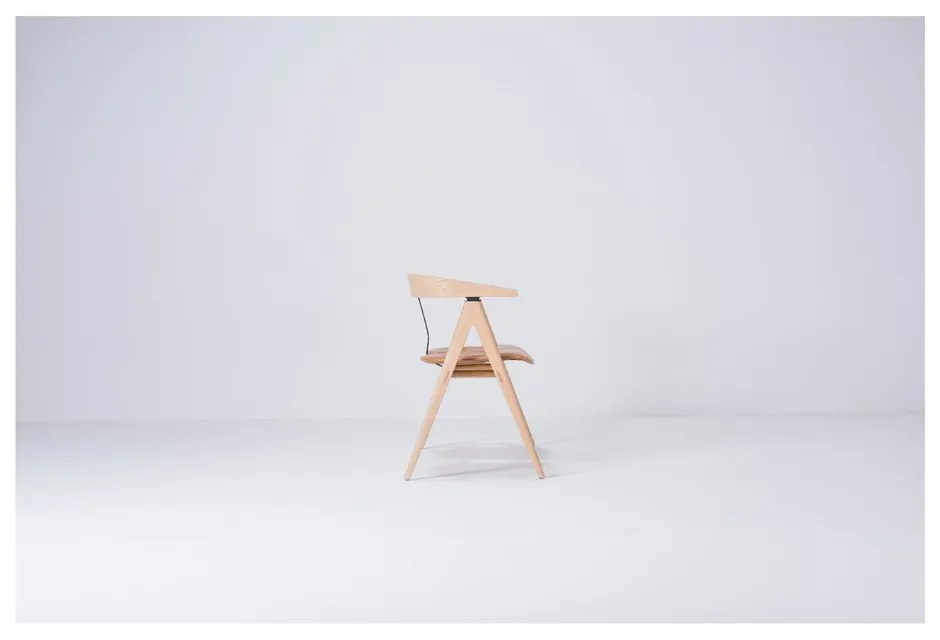 Bancă din lemn de stejar Gazzda Ava, șezut din piele