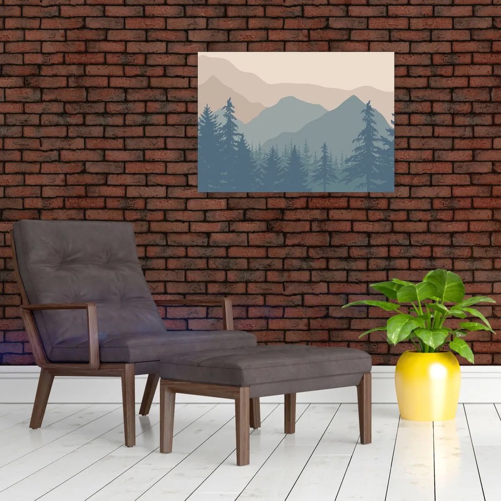 Tablou pe sticlă - Munții Turcoaz N⁰2 (70x50 cm)