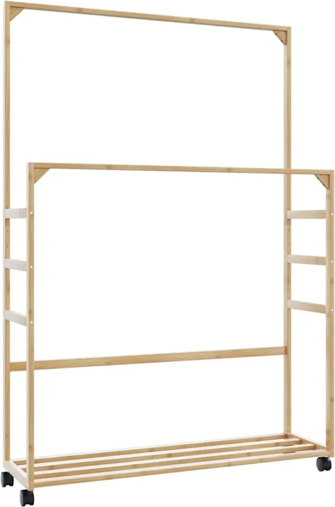 vidaXL Suport pentru haine cu rafturi și roți 90x35x155 cm bambus
