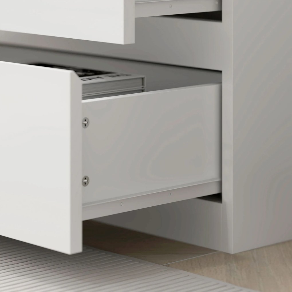 HOMCOM Bibliotecă înaltă de 180 cm cu 3 rafturi și 3 sertare 60 x 35 x 180 cm din lemn alb | Aosom Romania