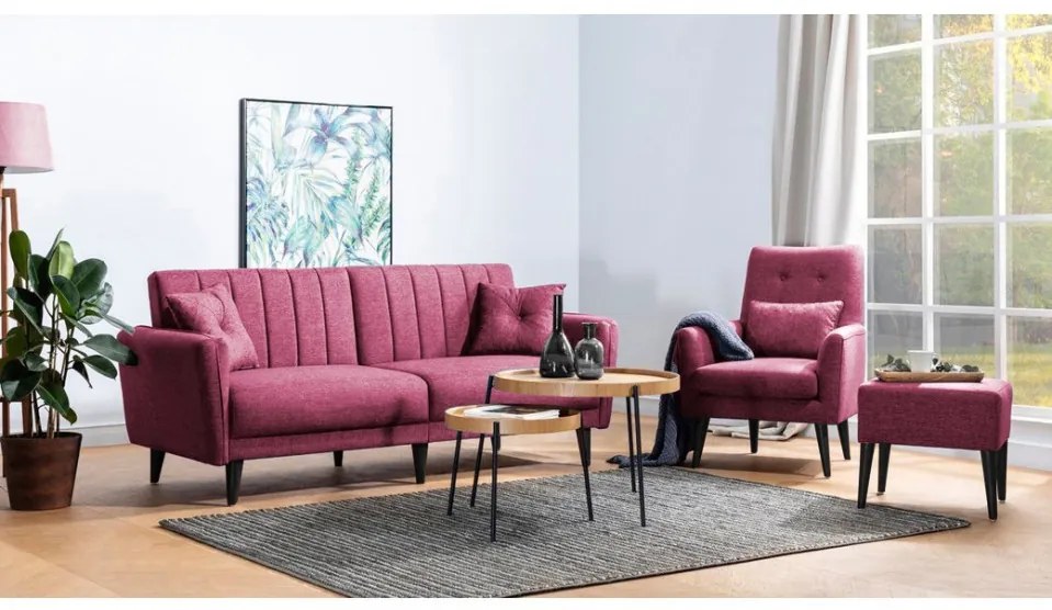 Set Canapea Extensibilă si Fotoliu Aqua - S, Rosu