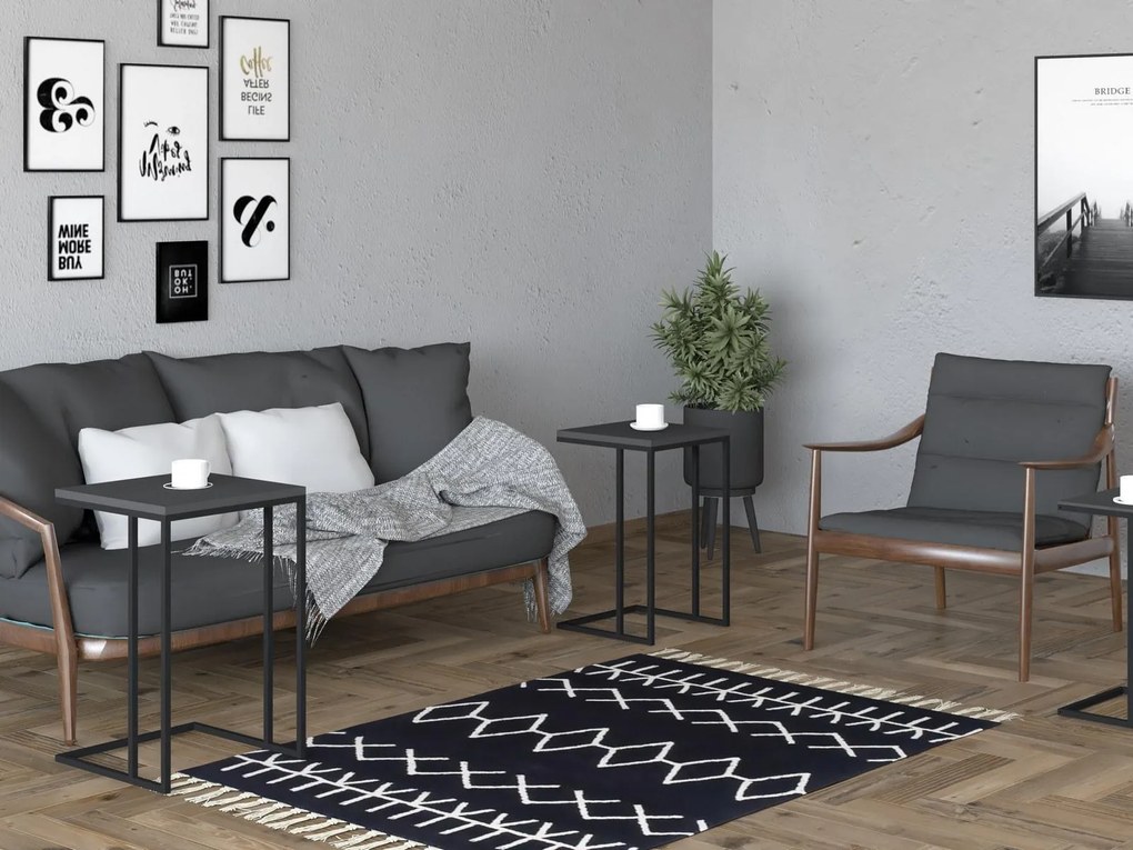 Set 3buc. măsuțe cafea Vudema (negru + antracit) . 1094342