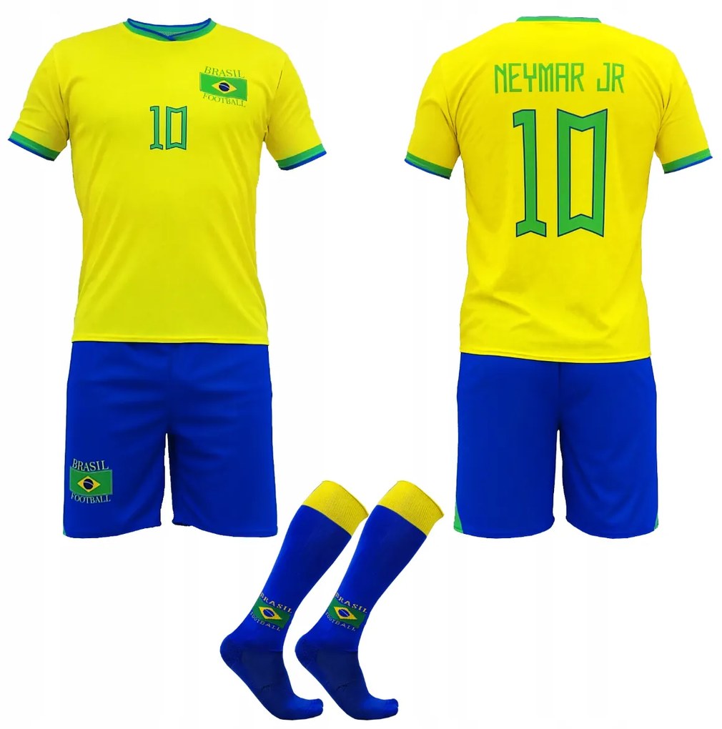 ShopJK Echipament de fotbal pentru copii Neymar Jr Brazilia complet Rozmery: 140