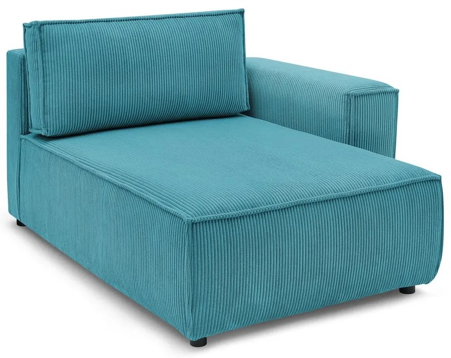 Modul pentru canapea albastru cu tapițerie din catifea reiată (cu colț pe partea dreaptă) Nihad modular – Bobochic Paris