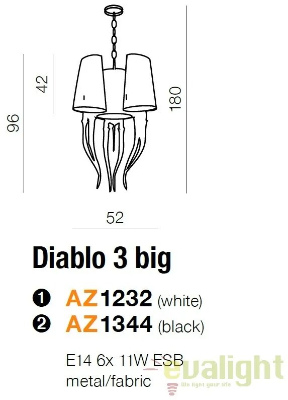 Lustra eleganta design LUX ultra-modern DIABLO 3 BIG WHITE