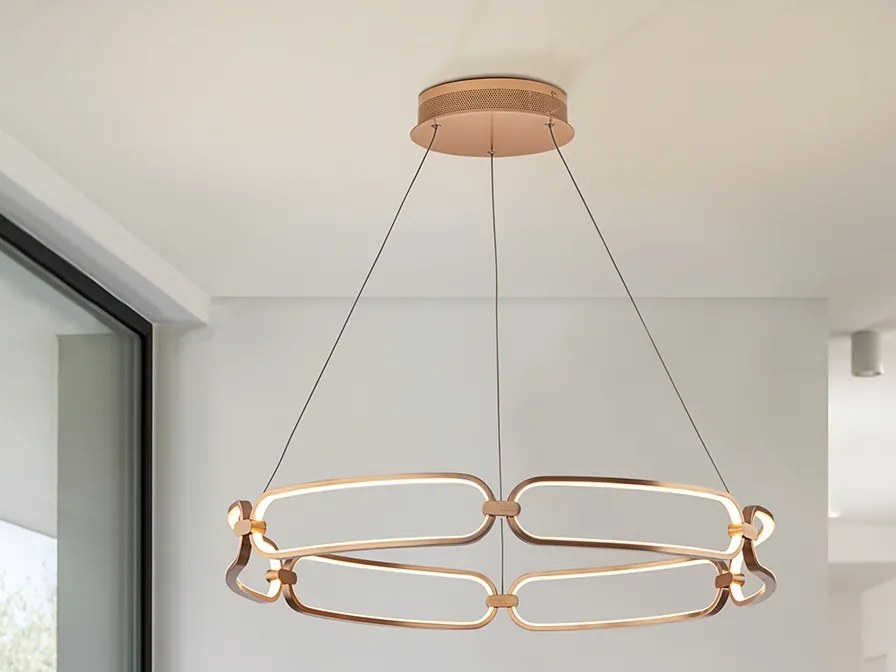 Lustra LED suspendata design ultra-modern 80cm Colette auriu roze