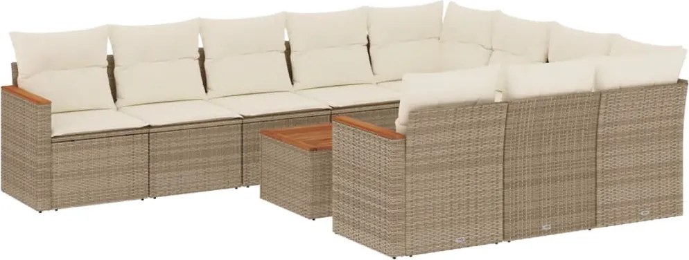 vidaXL Set canapele de grădină cu perne, 11 piese, bej, poliratan