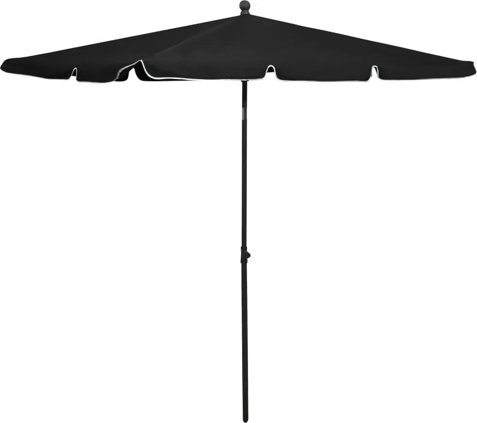 vidaXL Umbrelă de grădină cu stâlp, negru, 210x140 cm