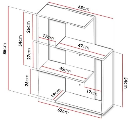 Etajeră de perete MORIKO 85x65 cm alb/stejar sonoma