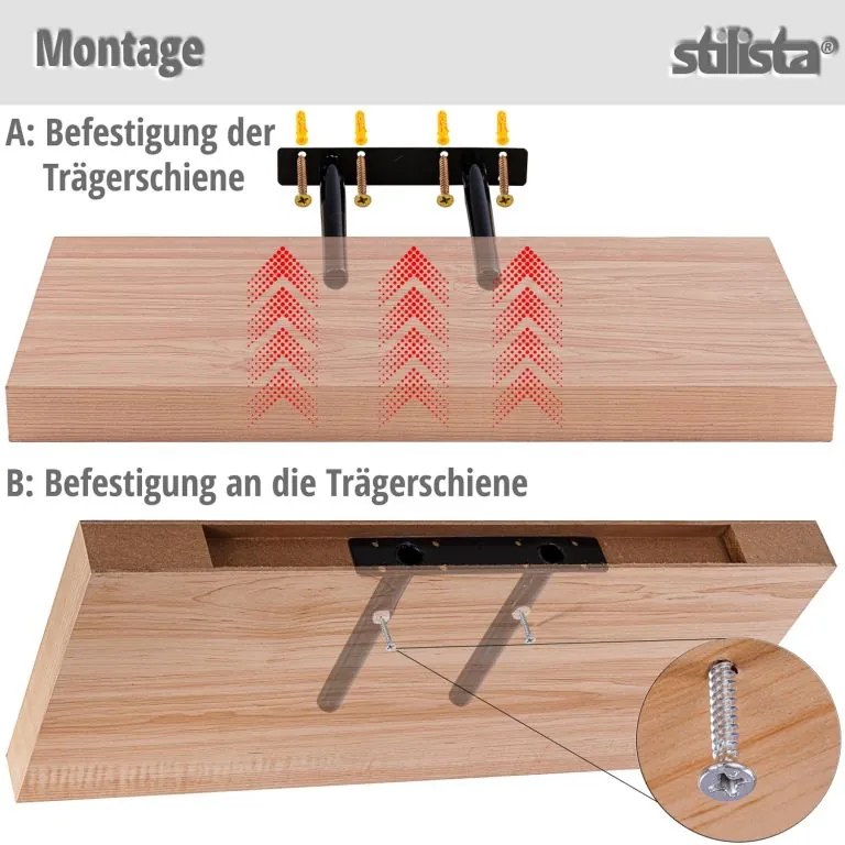 Raft de perete stilist Volato, 30 cm, lemn închis la culoare