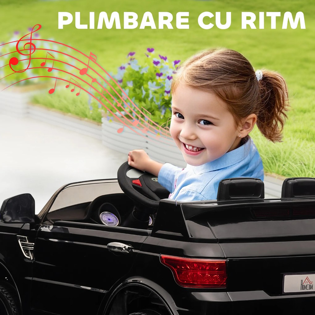 HOMCOM Mașină Electrică pentru Copii cu Motor Dublu, Suspensie și Telecomandă, 110x68x52 cm, Negru | Aosom Romania