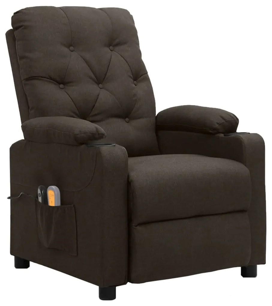 3098856 vidaXL Fotoliu de masaj electric, maro închis, material textil