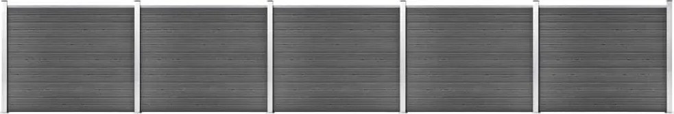 vidaXL Set panouri gard, 872x146 cm, negru, WPC