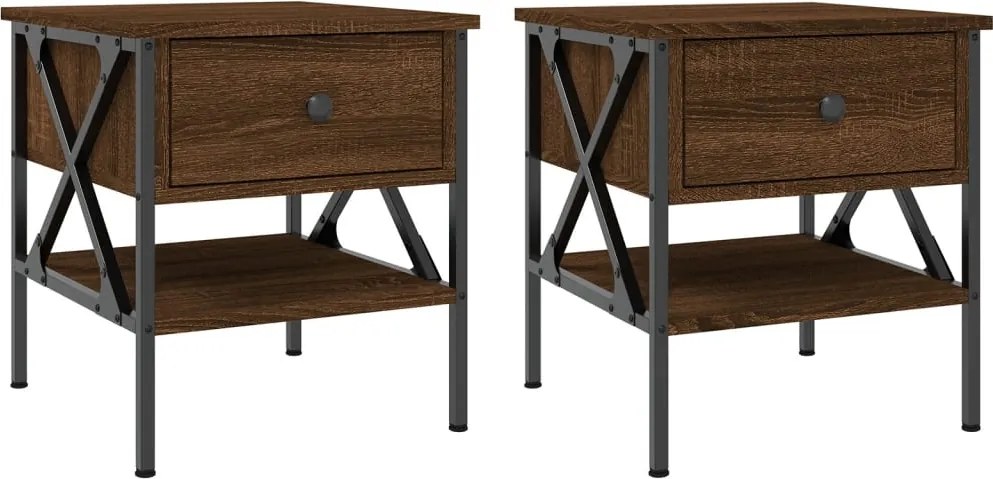 vidaXL Noptiere, 2 buc., stejar maro, 40x42x45 cm, lemn compozit